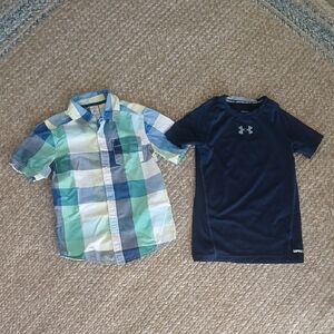 Carter's & Under Armor Boys Size 5T/YXS Plaid & Blue Shirts